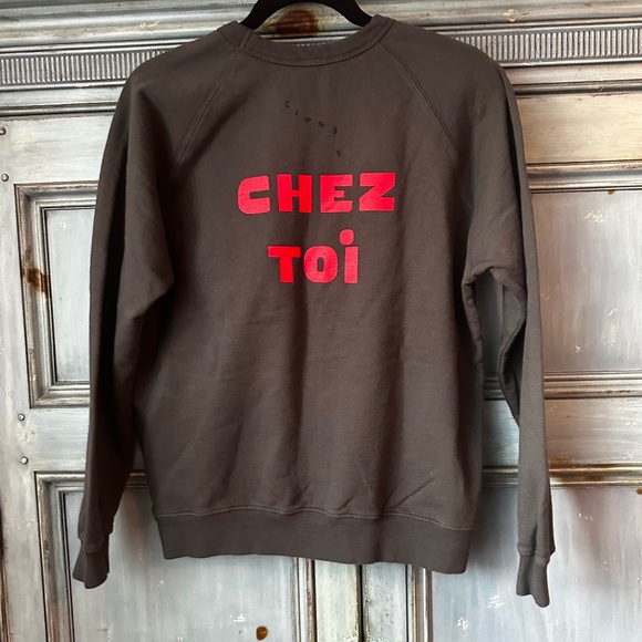 Clare V Chez Moi Chez Toi Charcoal Color Sweatshirt Size S - Picture 8 of 11
